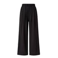 thumbnail image 3 of WAVSUF Girls Pants, High Waist with Side Pockets Wide Leg Casual Comfort Soft Trousers Black 10-12, 3 of 10