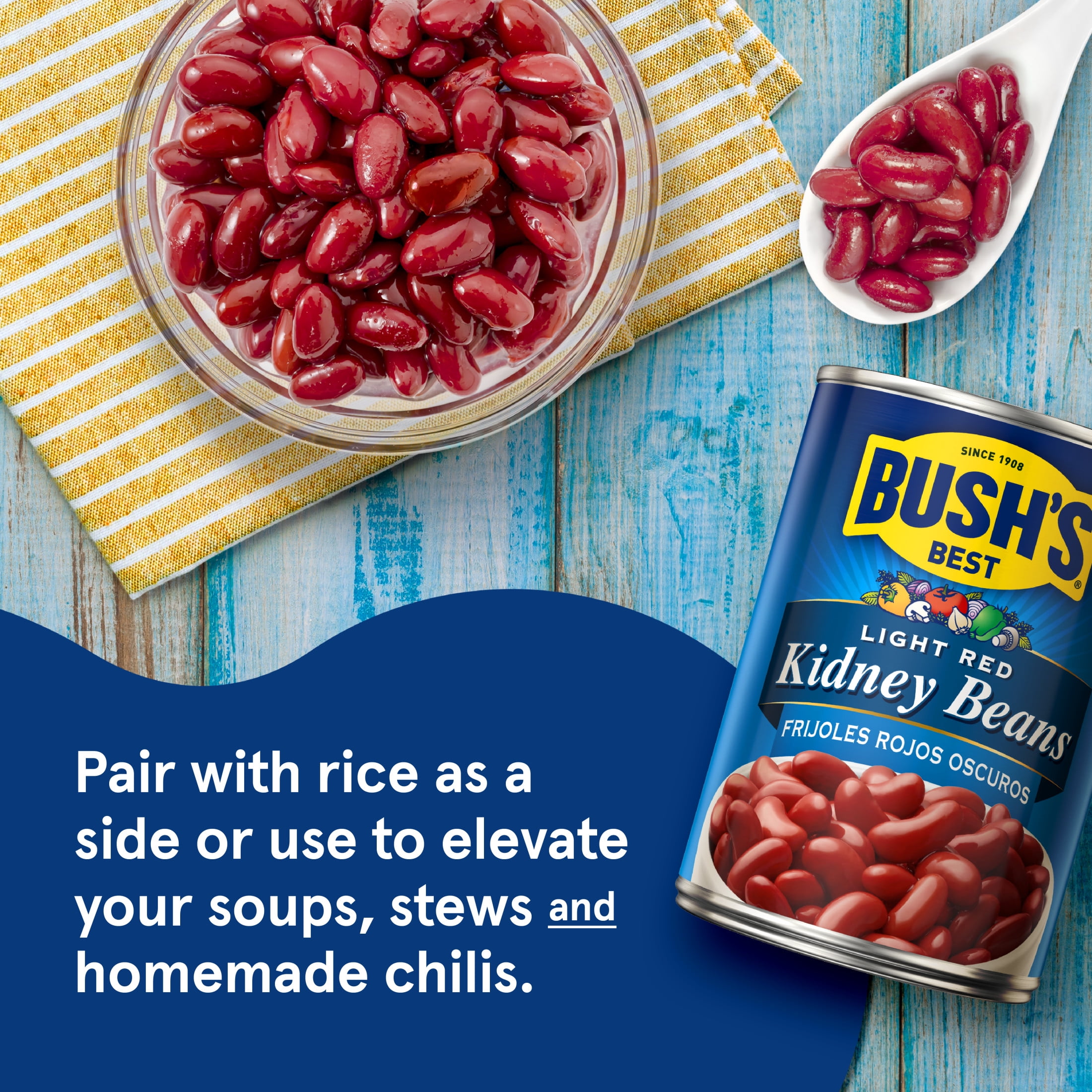 (7 pack) Bush's Light Red Kidney Beans, Canned Dark Red Kidney Beans, 16 oz Can