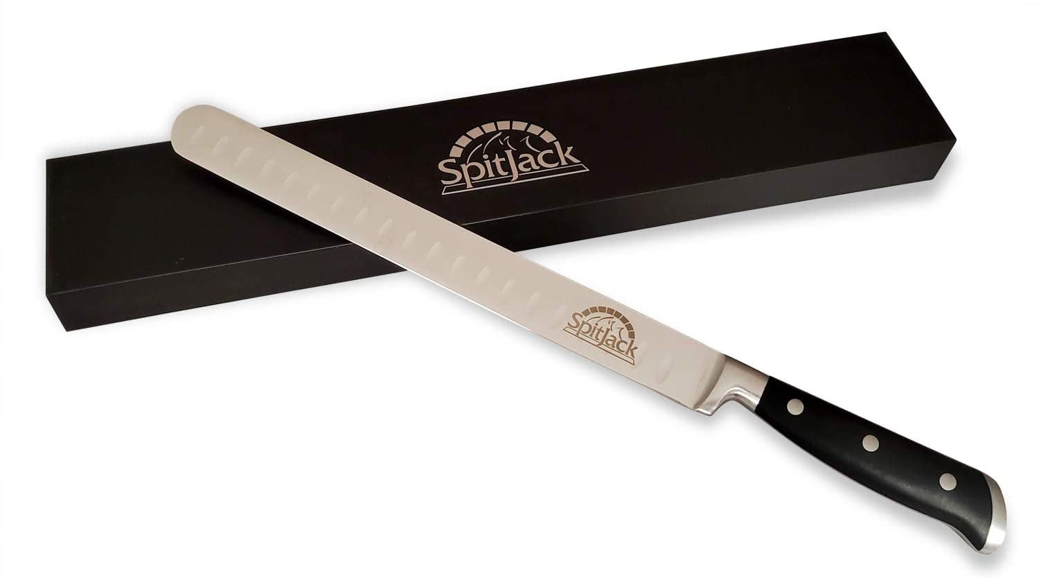 SpitJack Brisket Knife for Meat Carving and Slicing - Stainless Steel,  Granton Edge, 11 Inch Blade, BBQ Competition-Chef Series 