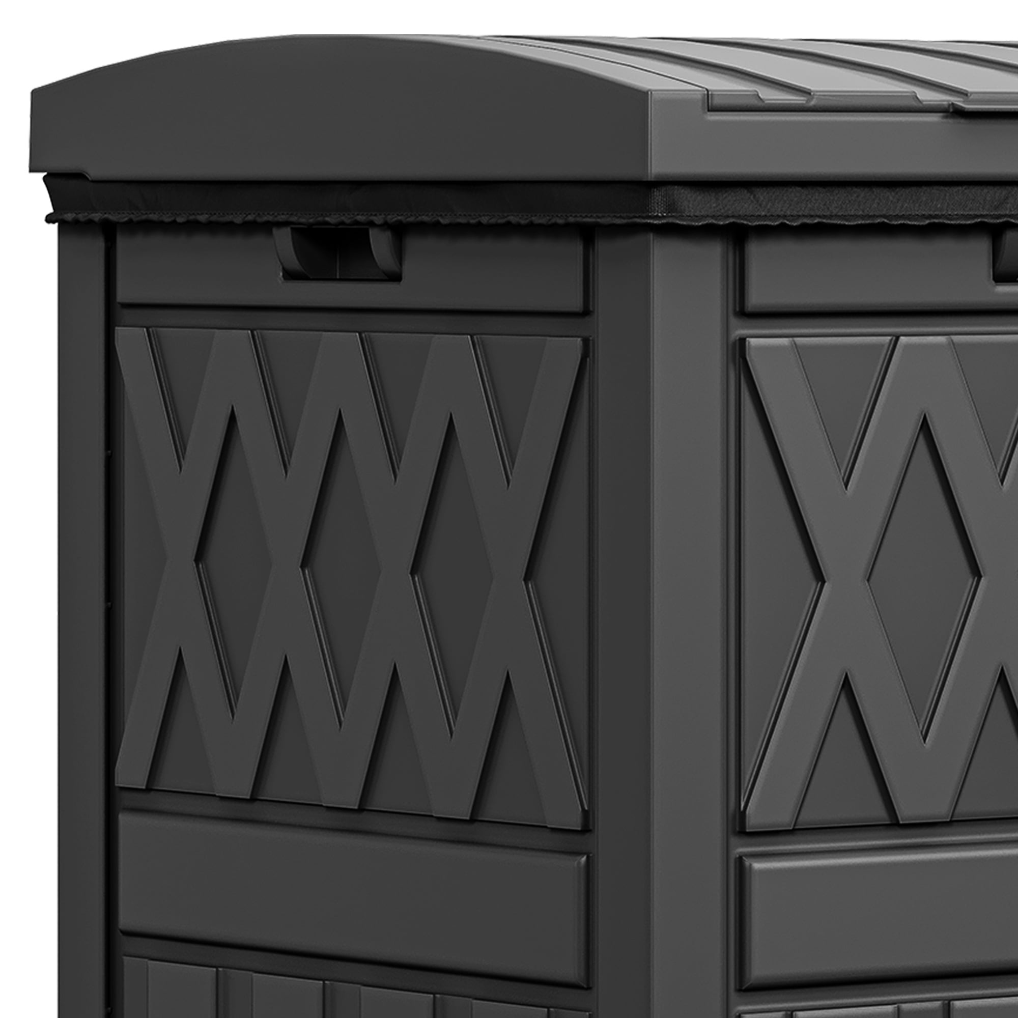 Uforic 32 Gallon Large Outdoor Trash Bin, Waterproof Garbage Can with Lid and Drip Tray for Porch, Backyard, Patio, Black