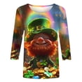 thumbnail image 4 of T-Shirt à Col Rond Imprimé de la Saint-Patrick pour Femmes, Manches Trois Quarts 3/4, Coupe Ample, 4 of 5