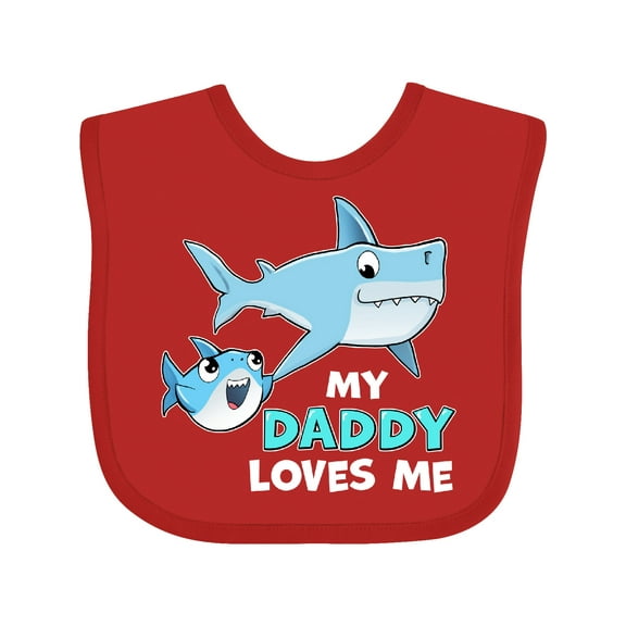 Inktastic My Daddy Loves Me with Cute Sharks Boys or Girls Baby Bib