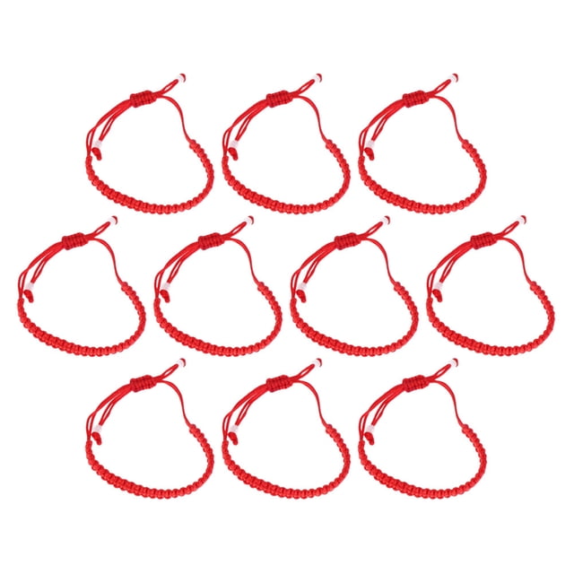 KAKOWELY 10 Pcs Bracelet Tressé à la Main Rouge Corde Réglable Bracelet Décoratif Cordes Rouges, 9.84x"X0.24"X0.08 Pouces