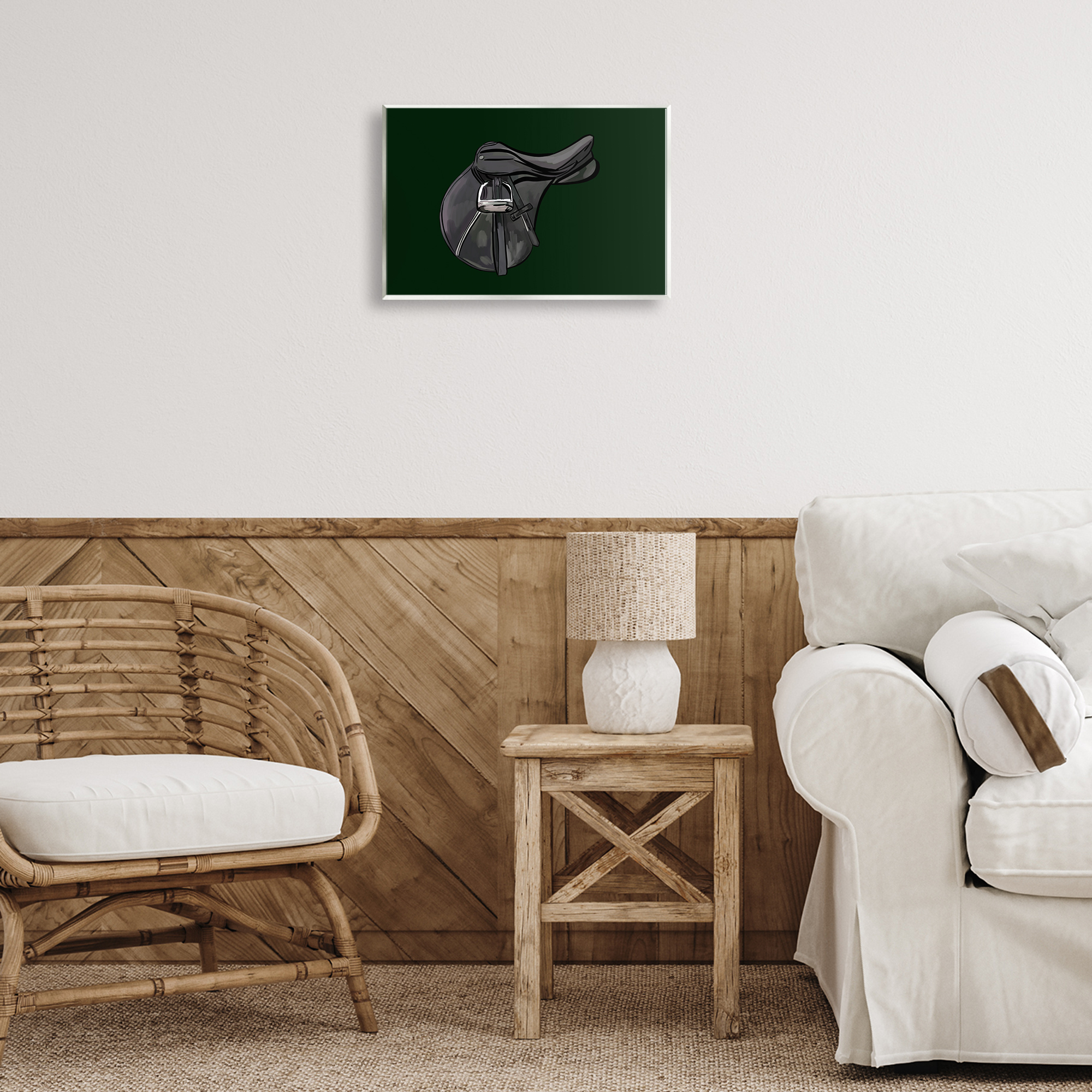 Stupell Industries Black Horse Saddle Abstract Painting Unframed Art Print Wall Art, 15 x 10
