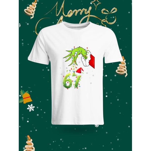 Christmas Style Number 67 Print Casual T-shirt Festive Atmosphere Fashion Short-sleeve Top