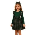 thumbnail image 3 of AWZXDE Girls Christmas Plaid Dress with Bow Puff Sleeve A-Line Winter Holiday Party Dress for Toddler Kids Long Sleeve Mini Dress for Xmas Photo Outfit Green,6-7 Years, 3 of 9