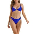 thumbnail image 1 of INSPIRAR CHIC Conjuntos de Bikini de Mujer con Halter y Aros 2 Piezas con Tirantes Ajustables y Parte Inferior Triangular Trajes de Baño Talla X-Large Azul Real, 1 of 5
