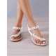 thumbnail image 4 of Women Flower Decor Thong Sandals, Fashion Summer Flat Sandals, 4 of 4