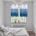 thumbnail image 5 of Haze Blue White Ombre Kitchen Curtains Small Short 39 Inch Length, Vintage Gradient Striped Aesthetics Grommet Bedroom Living Room Curtains, Light Filtering Cafe Curtain Drapes 2 Panels Set 55''x39'', 5 of 9