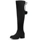 thumbnail image 1 of Botas con cordones para mujer Tacones gruesos Sobre la rodilla Botas altas negras hasta el muslo EU 37, 1 of 7