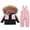 Pink, variant on XIMIN Kids 2 Piece Snowsuit Set Winter Waterproof Faux Fur Hooded Puffer Jacket & Snow Bib Pants Outfit Boy Girl Ski Suits Baby Warm Thick Outfit