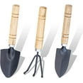 thumbnail image 1 of 3-Piece Mini Garden Tool Set Bonsai Claw Rake Shovel Wooden Handle Handheld Tool, 1 of 5