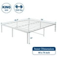 thumbnail image 6 of Lusimo King Size Bed Frame 18 inch Heavy Duty King Metal Bed Frame with Under-Bed Storage No Box Spring Needed Anti Slip Support Mattress Foundation, White, 6 of 9