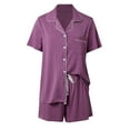 thumbnail image 4 of RMGVDSD Womens Pajamas Set 2 Piece Short Sleeve Sleepwear Button Down Top And Shorts Nightwear Loungewear Sets Soft Comfy Pajama Home Wear L, 4 of 5