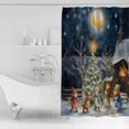 thumbnail image 4 of Extra Long Shower Curtain 72x84 Inch, Christmas Shower Curtain Waterproof Bathroom Decor Watercolor Blue Xmas Tree Animals Snowflake Fabric Bath Curtain Set Accessories with Hooks, 4 of 6