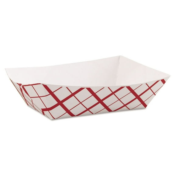 SCT SCH 0425 7.2 in. x 4.95 in. x 1.94 in. 3 lbs. Capacity Paper Food Baskets - Red/White (500/Carton)