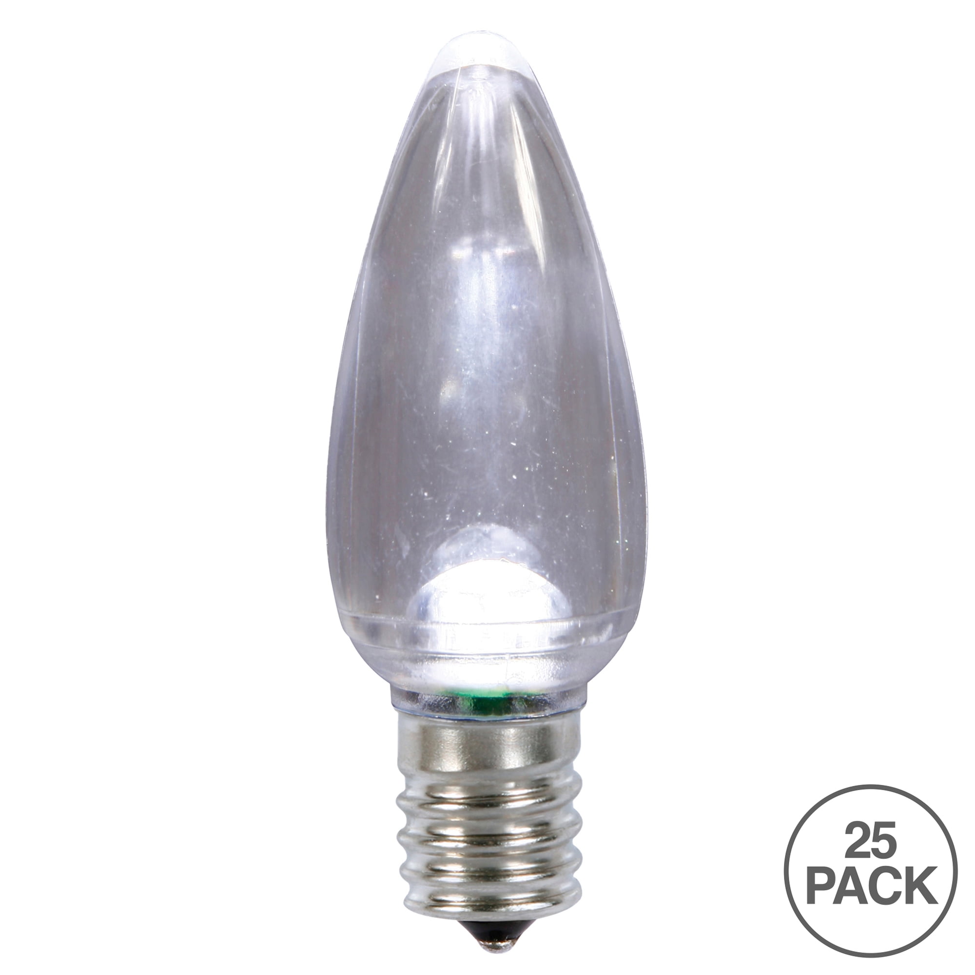 Vickerman C9 Twinkle Transparent Plastic LED Cool White Dimmable Bulb, 25 per bag
