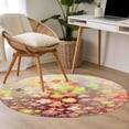 thumbnail image 4 of Round Rugs 3.3Ft, Orange Spring Floral Round Area Rug Washable Indoor Throw Carpet, Modern Oil Painted Daisy Botanical Soft Non Slip Circle Rug for Laundry Room Patio Home Decor Aesthetic, 4 of 8