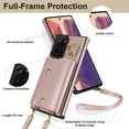 thumbnail image 5 of Phone Case for Samsung Galaxy Note 20 Ultra 5G Wallet Cover with Screen Protector Ring Stand Card Holder Crossbody Strap Cell Note20 Plus Notes 20Ultra Note20+ U + 20+ Twenty Not S20 Women Rose Gold, 5 of 13
