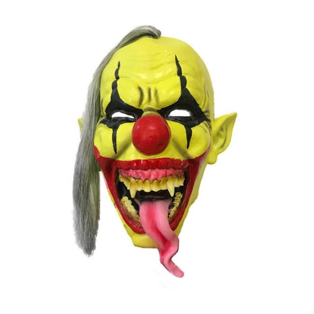 Disfraz integral de látex de payaso de lengua larga para Halloween