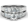 thumbnail image 2 of Dazzlingrock Collection 1.50 Carat (ctw) 14k Round, Princess & Baguette Diamond Bridal Ring Set 1 1/2 CT, White Gold, Size 10, 2 of 3