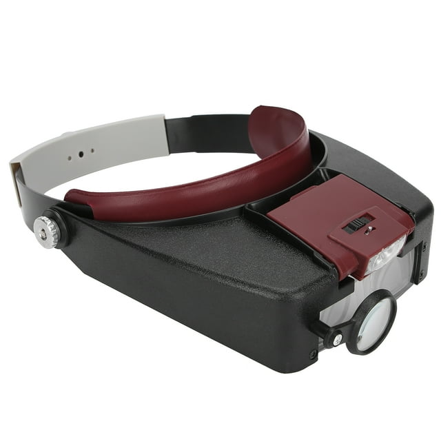 Head Mount Magnifier, Glasses Magnifier Sliding Switch Ergonomic Shape High Brightness for Repairing for Reading Red,Gray
