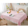 thumbnail image 3 of Outdoor Patio Table Cloth Rectangular,130*180cm,Tablecloth Decorative Cotton Solid Color with Tassels Pink White Tableclothes for Tables, 3 of 3