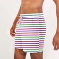 thumbnail image 4 of LYEAA Men's Swim Board Shorts Elastic Waist Summer Beach Big Swimming Trunks Stripe Drawstring Surf Shorts Casual Loose Sports Trendy Comfort Swimsuit Bathing Suit with Pockets Pink 2XL, 4 of 5