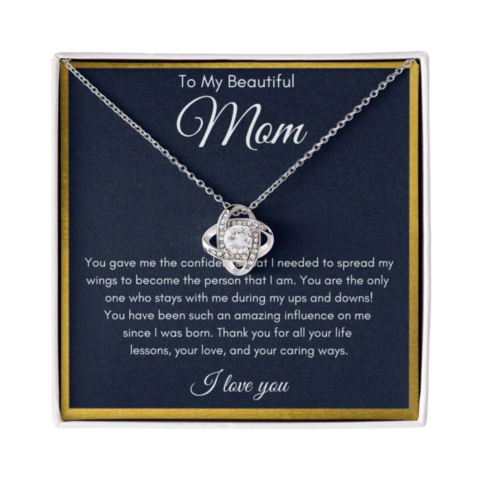 To My Beautiful Mom Mother Daughter Mother'S Day Necklace, A Meaningful Necklace Perfect For Anniversaries, Birthdays, Valentine V7005, White Love Knot Necklace