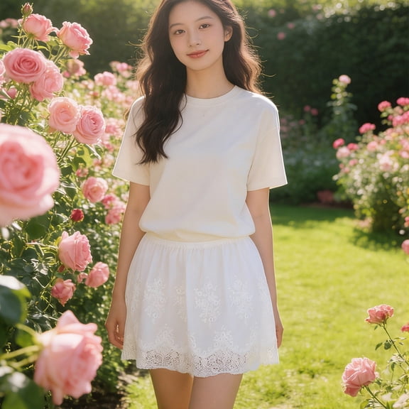 POPETPOP White Lace Half Slip Skirt with Embroidered Cotton Soft Underskirt for Daily Layering