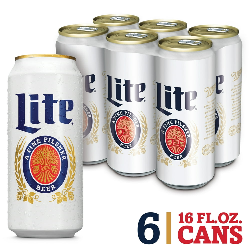 Miller Lite Lager Beer, Light Beer, Beer 6 Pack, 16 FL OZ Cans, 4.2%