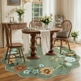 thumbnail image 4 of Moynesa 5' Floral Round Area Rug, Washable Rugs for Bedroom Ultra-Thin Soft Rug, Non-Slip Boho Circle Carpet for Living Room Bathroom Nursery Kitchen,Green, 4 of 8