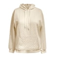 thumbnail image 2 of 2025 Spring Hoodie Beige Hoodie Long Sleeves V-Neck Sweater Cardigan Solid Color Cute Sweater Casual Wear Hoodie(3XL), 2 of 5