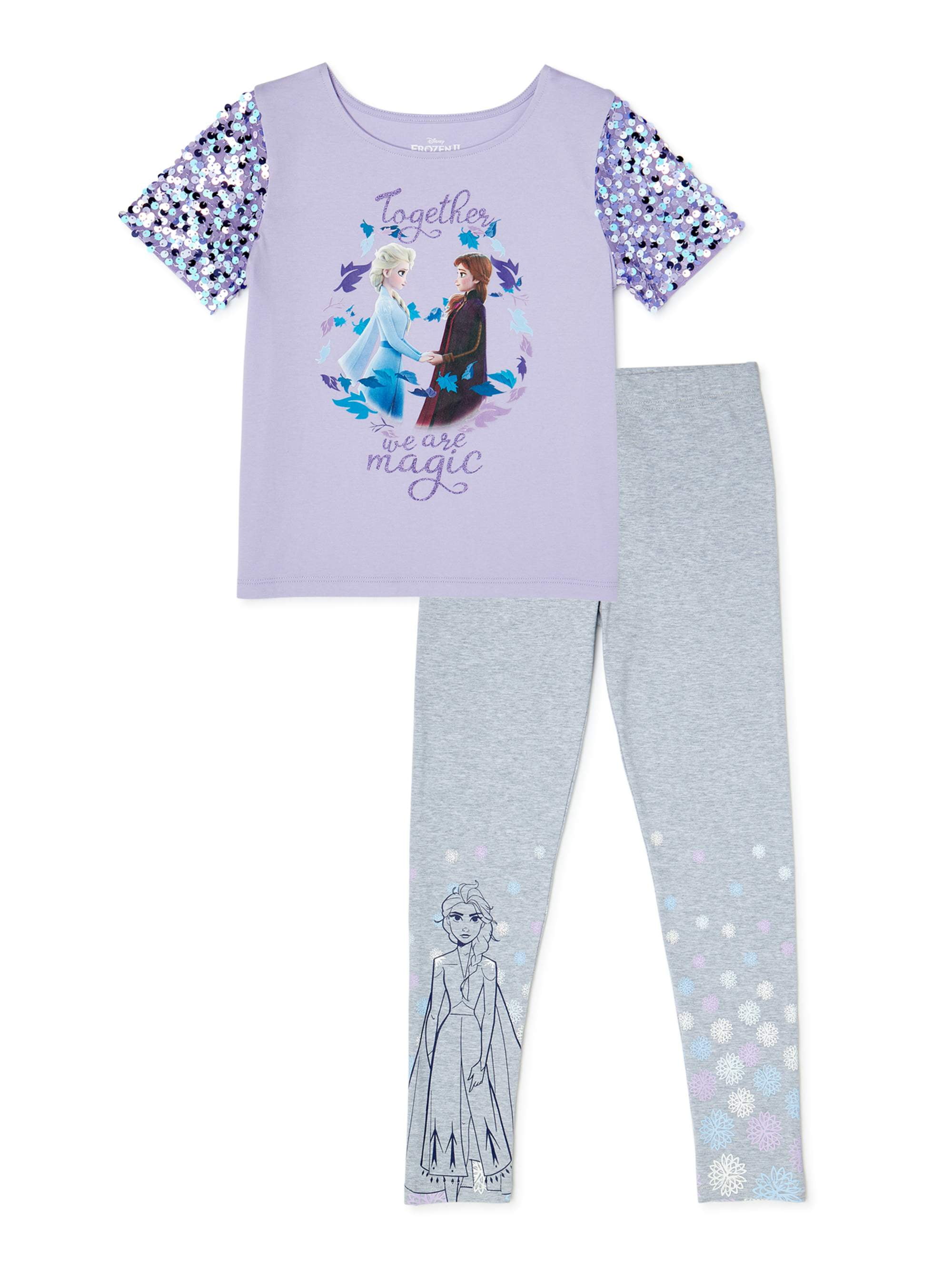 Disney Girls Frozen Blue & Gray Two-Piece Legging Set Size 14/16 