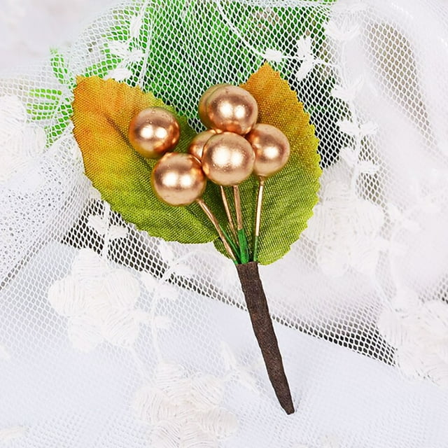 Artificial Golden Berry, Vivid 100pcs Artificial Berry Stems, Foam Christmas Tree For Christmas Decor