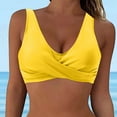 thumbnail image 2 of Siilsaa Bikini Top Bikini Tops for Women Cropped Tankini Tops Padded Knot Twist Adjustable Tank Swimwear Top Only Yellow,S, 2 of 5