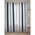 thumbnail image 5 of Sheer Curtains 108 Inches Long 2 Panels Set for Living Room, Navy Blue Gray Striped Semi Sheer Curtains for Windows, Farmhouse Stripe Art Voile Window Treatments Rod Pocket Curtain, 5 of 7