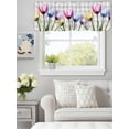 thumbnail image 4 of Curtain Valance for Windows,Colorful Tulip X-Ray Flower Kitchen Valances Rod Pocket Short Curtains,Gray Buffalo Plaid Window Treatment Panel for Bedroom Bathroom 42"x18", 4 of 7