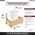 thumbnail image 3 of Rev-A-Shelf Single 35 Qt Pullout Bottom Mount Trash Container, Maple, 3 of 12