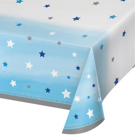 Creative Converting One Little Star - Boy Plastic Tablecover All Over Print, 54