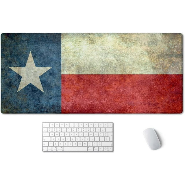 Large Mouse Pad, Full Desk XXL Extended Gaming Mouse Pad 35.5" X 15.7", Waterproof Desk Mat Stitched Edges, Non-Slip Laptop Computer Keyboard Mousepad for Office and Home, Texas Grunge Flag