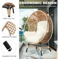 thumbnail image 4 of Oversized Wicker Egg Chair Set of 2 Outdoor Indoor,Patio Lounge Chair with Thicken Cushions, Egg Basket Chair 500lbs Capacity for Garden, Backyard, Porch,Bedroom (Beige-Plaid, 2pcs), 4 of 14
