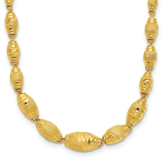 Auriga Fine Jewelry 24K Yellow Gold Dia-cut 3mm-6 mm Graduated Beaded Necklace for Women 18"