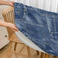 thumbnail image 3 of Denim Patchwork Round Tablecloth Pants Waterproof Oil-Proof Table Cover Table Cloth for Indoor Dining, Outdoor Picnic Parties, Camping,Fits for Table 40-44" Inches, 3 of 4