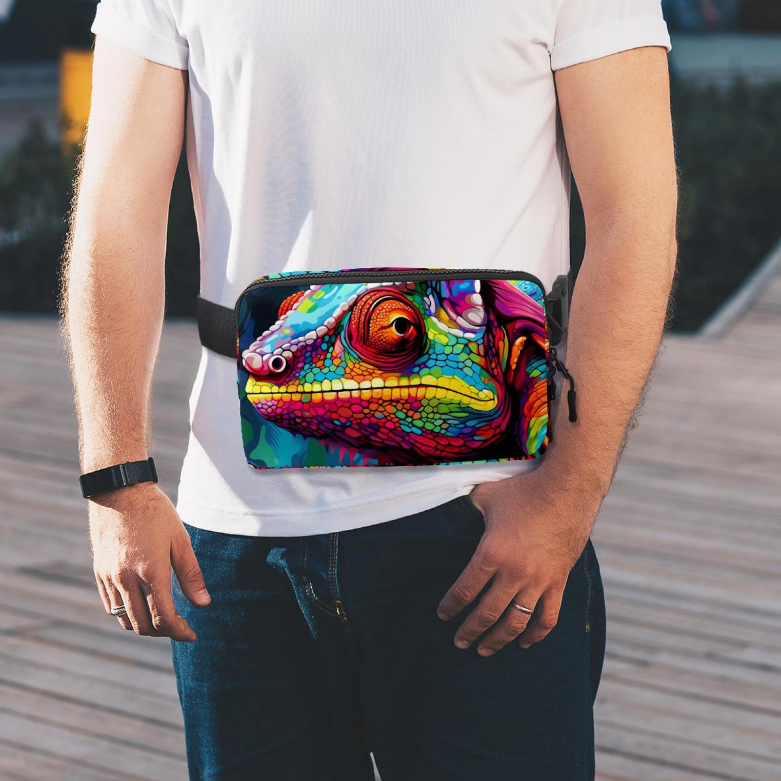 Chameleon Running Belt Waist Bag Fanny Packs, Lightweight Adjustable with Extension Strap, Unisex