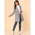 thumbnail image 2 of INSPIRE CHIC Women's Plaid Double Breasted Notched Lapel Blazer Coat, 2 of 6