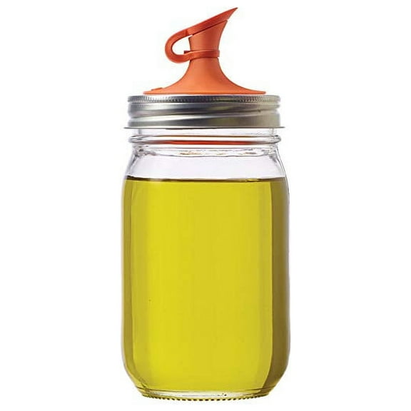 Jarware 82640 Oil Cruet Lid for Regular Mouth Mason Jars, Orange