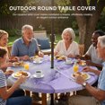 thumbnail image 2 of Round Outdoor Tablecloth with Umbrella Hole and Zipper, Purple Marble Fitted Table Cover with Elastic Edge for 36-44 Inch, Modern Abstract Waves Silvery Farmhouse Waterproof Patio Tablecoths, 2 of 9