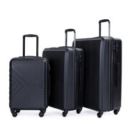 Travelhouse 3 Piece Spinner Suitcase Luggage, TSA Lock, Lightweight Luggage with Two Hooks, Black