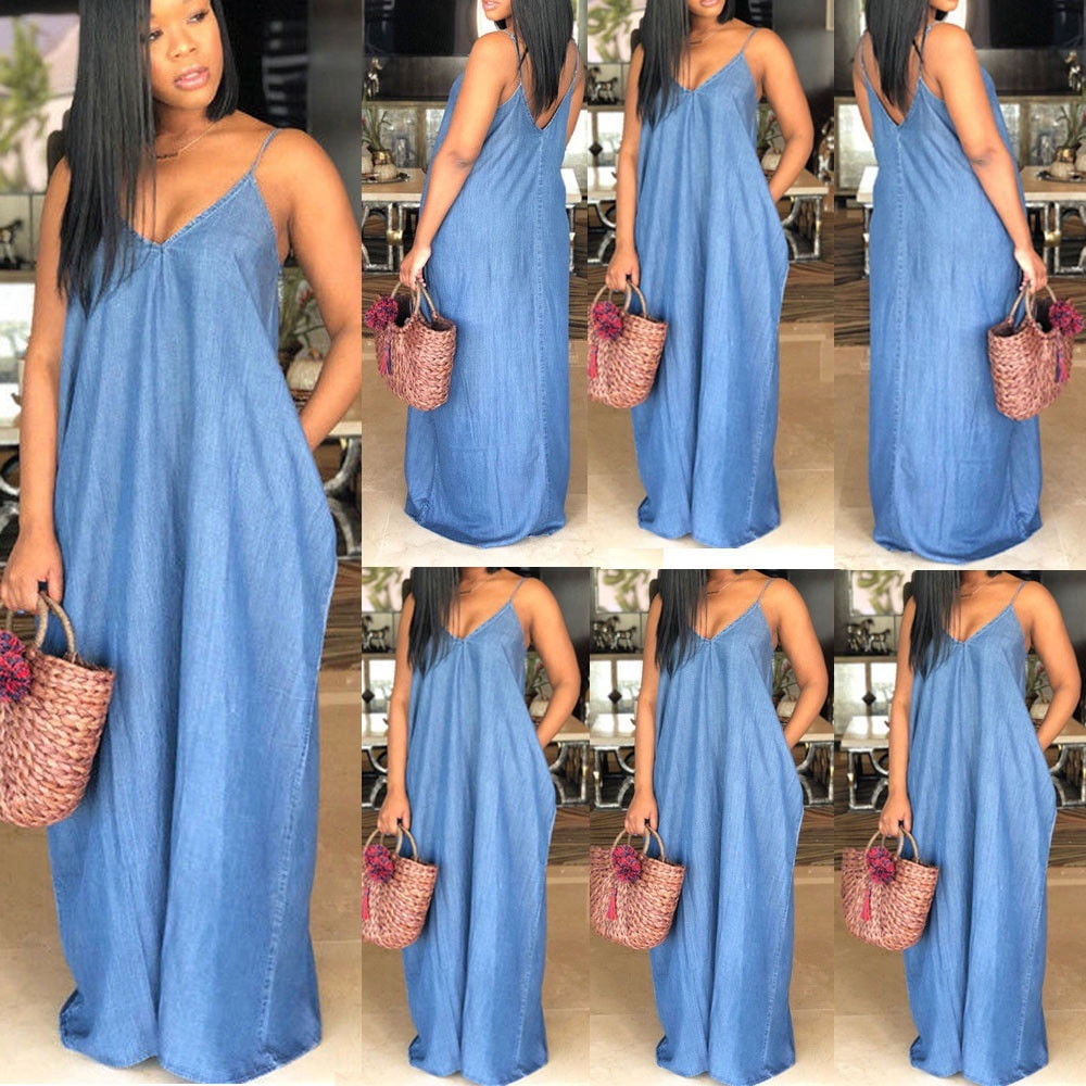 long denim maxi dress